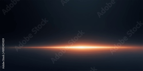 Soft glowing orange beam near horizon on dark futuristic abstract background cinematic lighting