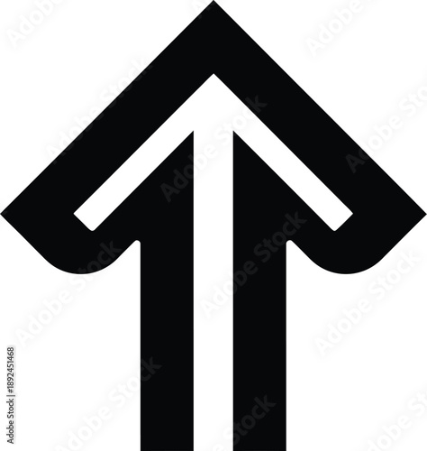 Vector Illustration of Black arrow icon pointing upwards on white background