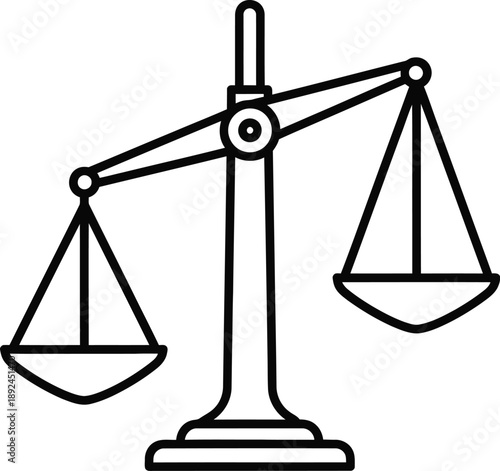 Vector Illustration of Simple line art illustration of a balance scale icon