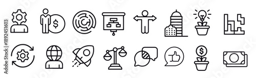 business strategy line icons vector design