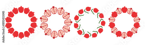 circular fruit frame set with pomegranate design and copy