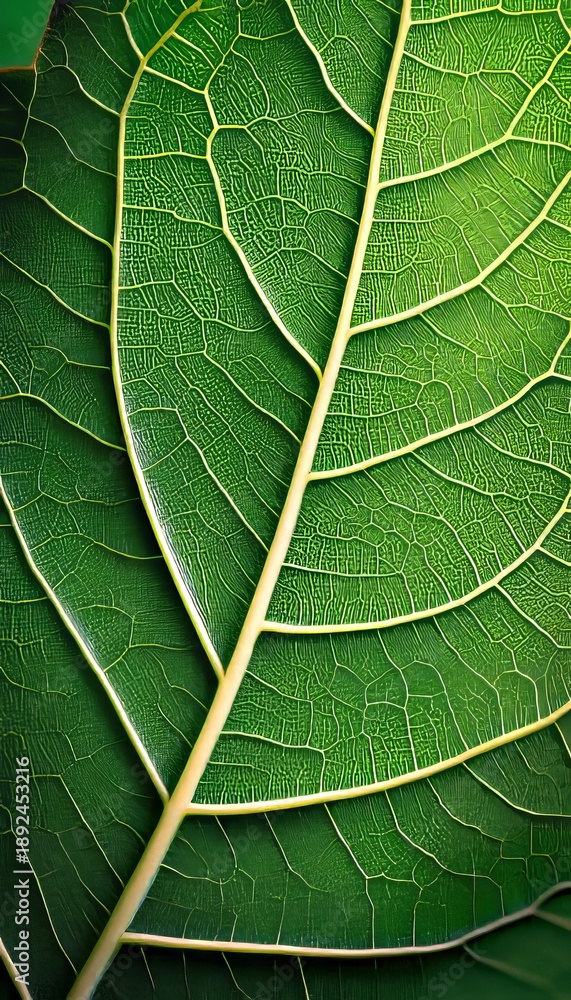 Fototapeta premium Intricate and Detailed Leaf Vein Structure Captured in Natural Light Showcasing Botanical Beauty