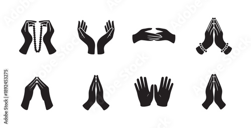 Collection of praying hands gestures in various styles
