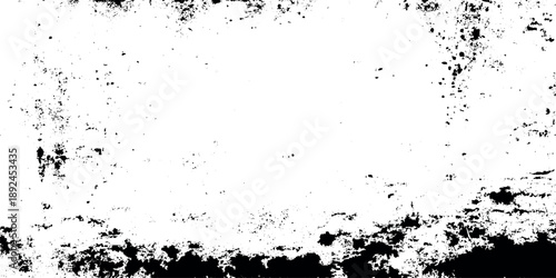 High contrast grunge frame featuring heavy ink distressing along the top and bottom edges clean white center makes it perfect for framing photographs, text, or illustrations.