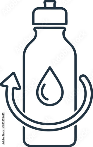 Vector Illustration of Reusable water bottle icon with refill symbol and drop