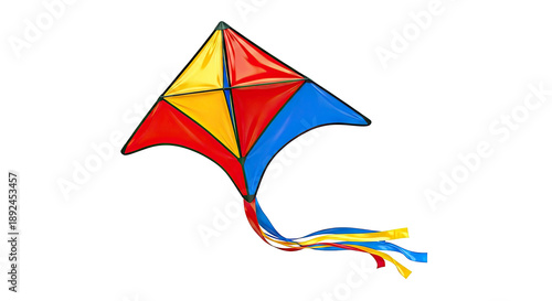Free Download Colorful Diamond Kite with Red, Orange, and Blue Panels and Ribbons - GFXLoad