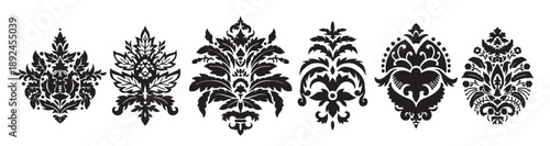 damask ornaments flowers and motifs silhouette
