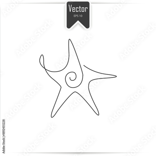One line drawing of a Starfish. Thin line icon - starfish. EPS 10 Isolated object