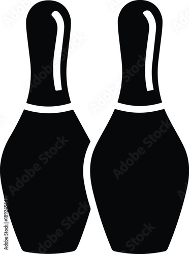 Bowling pins and ball vector isolated on white background. Bowling strike silhouette, Bowling game Pin Icon