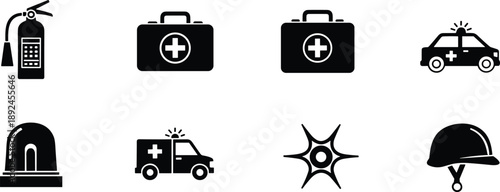 First Aid Line Icon Set. Medical Rescue Vector Icons. Emergency Service Symbol