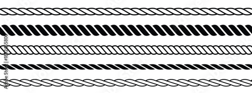set of repeating rope pattern seamless hemp cord line 