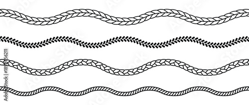 set of rope waves repeating hemp cord stripes collection 