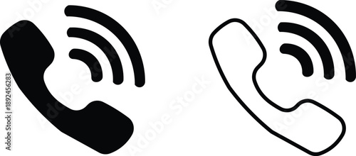 Telephone flat vector icons for video apps and websites. Telephone symbol. icon telephone call. Contact us. Telephone, communication. Black  telephone call vector illustration. Ringing phone icon set 