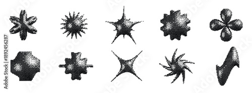 pixelated d yk shape set bitmap stars flowers sparkles