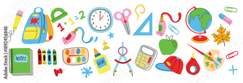  set of school stationery and art supplies back to school