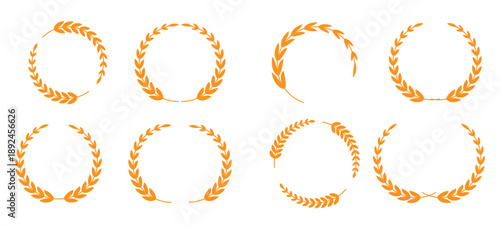 golden laurel wreath award symbol set gold laurel wreath