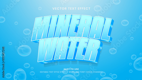 mineral water editable text effect 3d vector