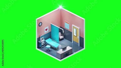 Wallpaper Mural Animated Hospital Room Illustration Showing Clean, Modern Medical Facility with Patient Bed and Equipment Torontodigital.ca
