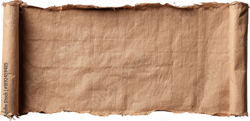 Ancient Parchment: Weathered, Empty Scroll Displaying Historical Blank Canvas