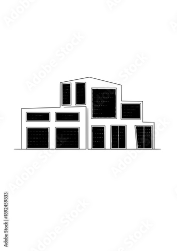 Photovoltaic Solar Glass Window Silhouette, Energy Generating Building Material, Sustainable Architecture and Smart Home Tech Vector