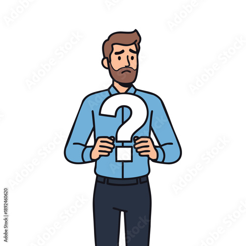 Man holding a question mark.
