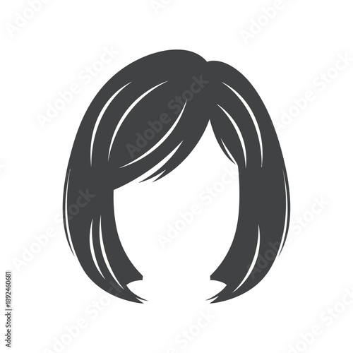 Illustration of a woman's hairstyle viewed from the front with a simple graphic representation