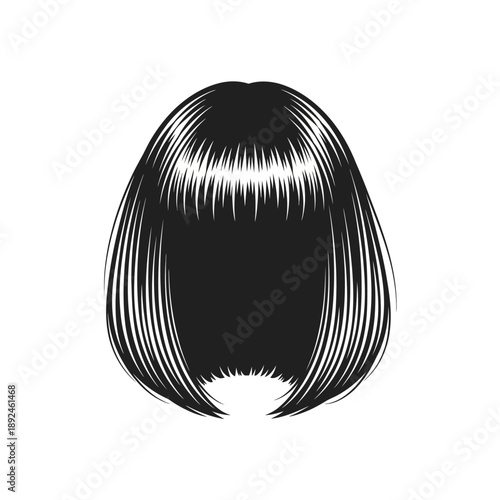 Illustration of a person's hair from the back, showcasing a stylish bob cut with sleek, straight layers