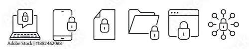 Cyber security thin line icon set. Web minimal editable stroke icons