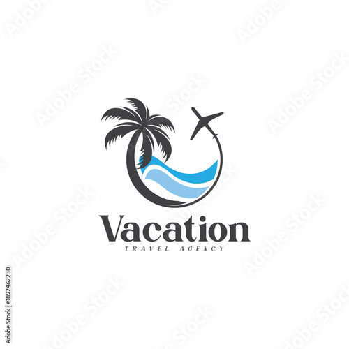 Holiday travel agency logo, travel agency vector template.