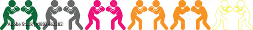 Colorful boxing icons in various colors and shades