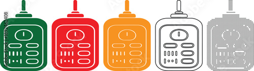 Colorful walkie talkie icons in different styles and colors