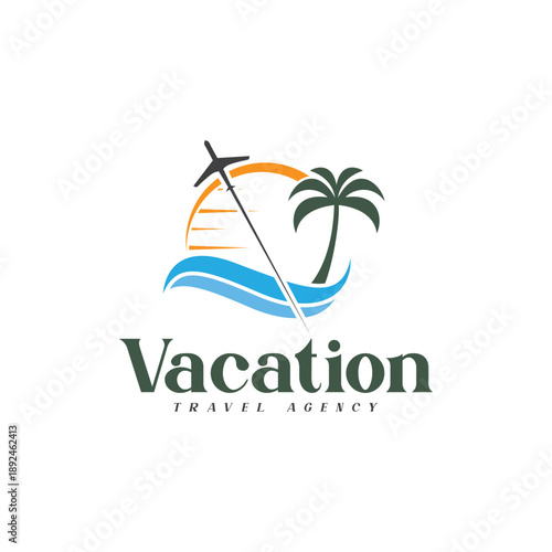 Holiday travel agency logo, travel agency vector template.
