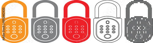 Combination padlocks with different colors and styles
