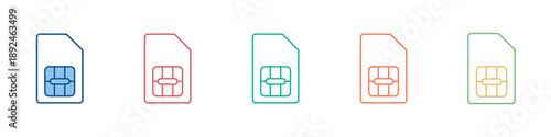 Sim Card Icon Set Multiple Style Collection 