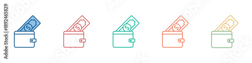 Wallet Icon Set Multiple Style Collection 