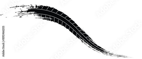Tire track. Car, bike, motorcycle tyre mark with grunge effect isolated on white background. Wheel footprint on the road. Top view of rubber protector mark