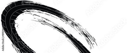 Tire track. Car, bike, motorcycle tyre mark with grunge effect isolated on white background. Wheel footprint on the road.