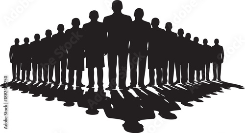 Silhouette of a large group of people standing together