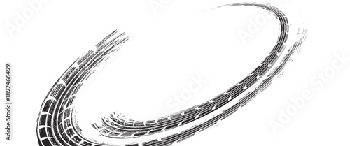 Tire track. Car, bike, motorcycle tyre mark with grunge effect isolated on white background. Wheel footprint on the road. modern