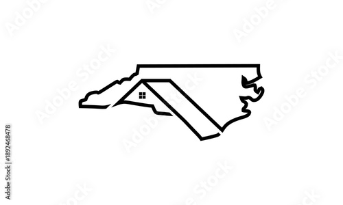 North Carolina outline with house roof symbol.