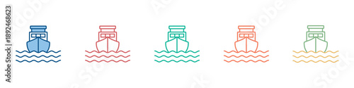 Cruise Ship Icon Set Multiple Style Collection 