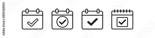 Set of calendar icons with checkmarks indicating completed tasks or scheduled events
