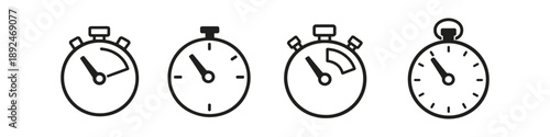Set of four stopwatch icons representing time measurement and countdowns