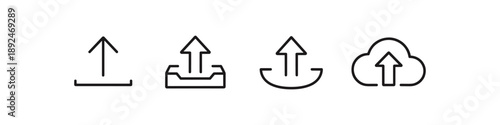 Collection of upload icons representing data transfer and cloud storage