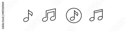 Collection of simple musical note icons in a clean line art style on white