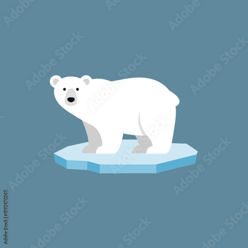 Cartoon illustration of a polar bear standing on an ice floe.