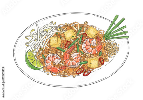 Delicious Thai Noodle Shrimp Dish.