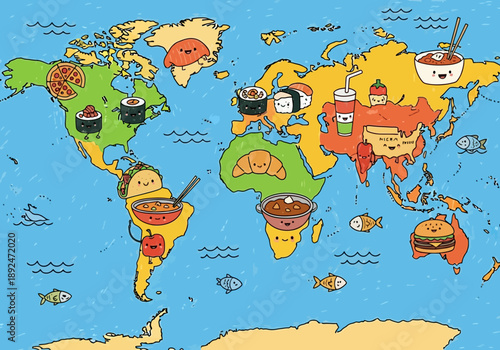 Food from around the world map.