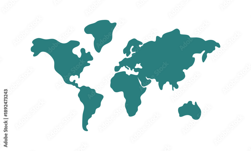 Fototapeta minimal flat world map silhouette vector illustration, easily editable.