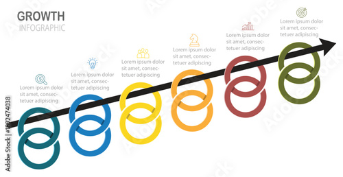 Six circle infographic elements. Infographics for business concept. Can be used for presentations banner, workflow layout, process diagram, flow chart, info graph. Vector illustration.